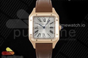AF 까르띠에 산토스 뒤몽 31.4미리 로즈골드 실버다이얼 브라운가죽스트랩 Santos Dumont 31.4mm RG AF 1:1 Best Edition Silver Dial on Brown Leather Strap A157