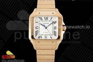 3KF 까르띠에 산토스 라지 로즈골드 화이트다이얼 스틸브레이슬릿 Santos de Cartier 40mm RG 3KF 1:1 Best Edition White Dial on RG Bracelet MIYOTA 9015