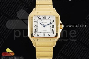 3KF 까르띠에 산토스 라지 옐로우골드 화이트다이얼 스틸브레이슬릿 Santos de Cartier 40mm YG 3KF 1:1 Best Edition White Dial on YG Bracelet MIYOTA 9015