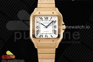 3KF 까르띠에 산토스 미듐 로즈골드 화이트다이얼 스틸브레이슬릿 Santos de Cartier 35mm RG 3KF 1:1 Best Edition White Dial on RG SmartLinks Bracelet MIYOTA 9015