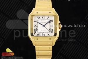 3KF 까르띠에 산토스 미듐 옐로우골드 화이트다이얼 스틸브레이슬릿 Santos de Cartier 35mm YG 3KF 1:1 Best Edition White Dial on YG SmartLinks Bracelet MIYOTA 9015
