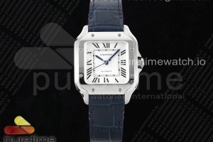 3KF 까르띠에 산토스 미듐  화이트다이얼 블루가죽스트랩 Santos de Cartier 35mm 3KF 1:1 Best Edition White Dial on Blue Leather Strap MIYOTA 9015