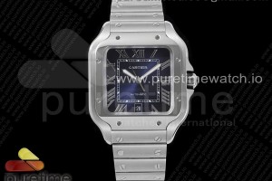 GF V2 까르띠에 산토스 라지 블루다이얼 스틸브레이슬릿 Santos de Cartier 40mm SS GF 1:1 Best Edition Blue Dial on SS SmartLinks Bracelet MIYOTA 9015 V2 (Free Leather)