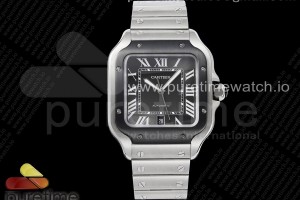 GF V2 까르띠에 산토스 라지 블랙인서트 그레이다이얼 스틸브레이슬릿 Santos de Cartier 40mm SS/PVD GF 1:1 Best Edition White Dial on YG SmartLinks Bracelet MIYOTA 9015 V2 (Free Leather)
