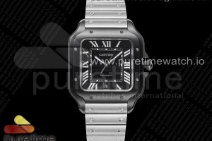 GF V2 까르띠에 산토스 라지 PVD블랙케이스 블랙다이얼 스틸브레이슬릿 Santos de Cartier 40mm PVD GF 1:1 Best Edition White Dial on SS SmartLinks Bracelet MIYOTA 9015 V2 (Free Leather)
