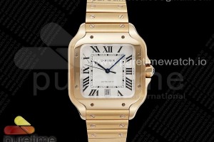 GF V2 까르띠에 산토스 라지 로즈골드 화이트다이얼 스틸브레이슬릿 Santos de Cartier 40mm RG GF 1:1 Best Edition White Dial on RG SmartLinks Bracelet MIYOTA 9015 V2 (Free Leather)