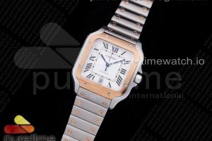 V6F V2 산토스 드 까르띠에 40미리 라지 로즈골드콤비 화이트다이얼 스틸브레이슬릿 Santos de Cartier 40mm 2018 V6F 1:1 Best Edition RG Bezel and Screw White Dial on SS Bracelet MIYOTA 9015 V2