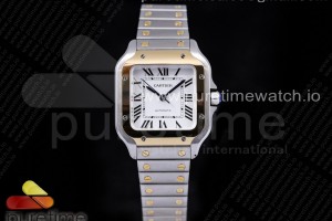 V6F V2 산토스 드 까르띠에 콤비 미듐 35미리 Santos de Cartier 35mm 2018 V6F 1:1 Best Edition YG Bezel and Screw White Dial on SS Bracelet MIYOTA 9015 V2