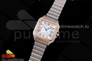 V6F V2 산토스 드 까르띠에 로즈골드 콤비 미듐 35미리 Santos de Cartier 35mm 2018 V6F 1:1 Best Edition RG Bezel and Screw White Dial on SS Bracelet MIYOTA 9015 V2