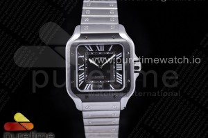 V6F V2 산토스 드 까르띠에 블랙다이얼 블랙 세라믹 베젤  라지 40미리 Santos de Cartier 40mm 2018 V6F 1:1 Best Edition Black Bezel White Dial on SS Bracelet MIYOTA 9015 V2