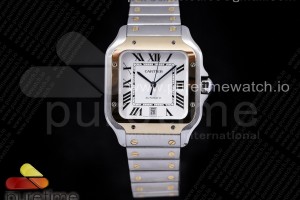 V6F V2 산토스 드 까르띠에 골드 콤비 라지 40미리 Santos de Cartier 40mm 2018 V6F 1:1 Best Edition YG Bezel and Screw White Dial on SS Bracelet MIYOTA 9015 V2