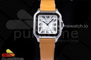V6F V2 산토스 드 까르띠에 미듐 35미리 가죽스트랩 Santos de Cartier 35mm 2018 V6F 1:1 Best Edition White Dial on Brown Leather Strap MIYOTA 9015 V2