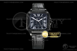 V6F 산토스 드 까르띠에 DLC 블랙다이얼 라지 40미리 블랙 가죽스트랩