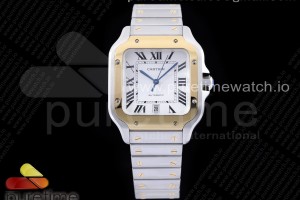 KORF V2 산토스 드 까르띠에 골드 콤비 라지 40미리 Santos de Cartier 40mm SS/YG KOR 1:1 Best Edition White Dial on SS/YG SmartLinks Bracelet MIYOTA 9015 V2 (Free Leather)
