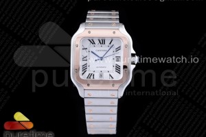 KORF V2 산토스 드 까르띠에 로즈골드 콤비 라지 40미리 Santos de Cartier 40mm SS/RG KOR 1:1 Best Edition White Dial on SS/RG SmartLinks Bracelet MIYOTA 9015 V2 (Free Leather)
