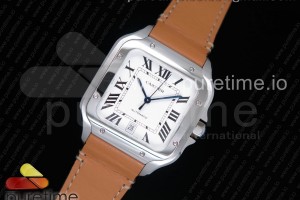 KORF 산토스 드 까르띠에 라지 40미리 가죽스트랩 Santos de Cartier Large 2018 KOR 1:1 Best Edition White Dial on Brown Leather Strap MIYOTA 9015