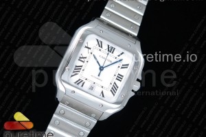 KORF V2 산토스 드 까르띠에 스틸 라지 40미리 Santos de Cartier 40mm 2018 KOR 1:1 Best Edition White Dial on SS SmartLinks Bracelet MIYOTA 9015 V2