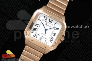 BVF V2 산토스 드 까르띠에 로즈골드 금통 라지 40미리 Santos de Cartier 40mm RG 2018 BVF 1:1 Best Edition White Dial on RG SmartLinks Bracelet MIYOTA 9015 V2
