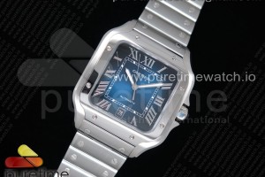 BVF V2 산토스 드 까르띠에 스틸 블루다이얼 라지 40미리 Santos de Cartier 40mm SS 2018 BVF 1:1 Best Edition Blue Dial on SS SmartLinks Bracelet MIYOTA 9015 V2