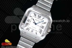 BVF V2 산토스 드 까르띠에 스틸 라지 40미리 Santos de Cartier 40mm SS 2018 BVF 1:1 Best Edition White Dial on SS SmartLinks Bracelet MIYOTA 9015 V2