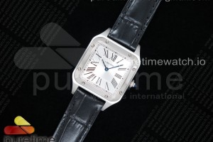 XF 산토스 뒤몽 27.5미리 스틸 실버다이얼 블랙 가죽스트랩 Santos 27.5mm SS XF 1:1 Best Edition Silver Dial on Black Leather Strap Ronda Quartz