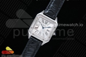 XF 산토스 뒤몽 27.5미리 스틸 실버다이얼 블랙 악어가죽 Santos 27.5mm SS XF 1:1 Best Edition Silver Dial on Black Croco Strap Ronda Quartz
