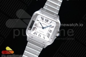 V6F 산토스 드 까르띠에 스틸 미듐 35미리 Santos de Cartier 35mm 2018 V6F 1:1 Best Edition White Dial on SS SmartLinks Bracelet MIYOTA 9015