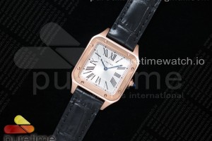 XF 산토스 뒤몽 27.5미리 로즈골드 금통 실버다이얼 블랙 가죽스트랩 Santos 27.5mm RG XF 1:1 Best Edition Silver Dial on Black Leather Strap Ronda Quartz