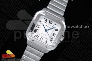 BVF V2 산토스 드 까르띠에 스틸 미듐 35미리 Santos de Cartier 35mm SS 2018 BVF 1:1 Best Edition White Dial on SS SmartLinks Bracelet MIYOTA 9015 V2