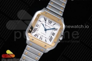 BVF V2 산토스 드 까르띠에 옐로우골드 콤비 미듐 35미리 Santos de Cartier 35mm SS/YG 2018 BVF 1:1 Best Edition White Dial on SS/YG SmartLinks Bracelet MIYOTA 9015 V2