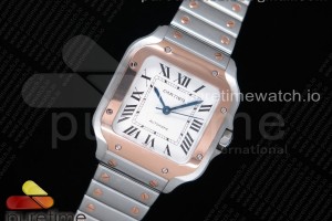 BVF V2 산토스 드 까르띠에 로즈골드 콤비 미듐 35미리 Santos de Cartier 35mm SS/RG 2018 BVF 1:1 Best Edition White Dial on SS/RG SmartLinks Bracelet MIYOTA 9015 V2