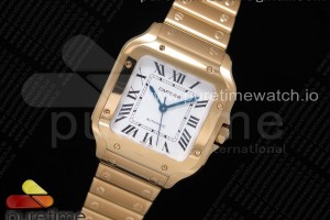 BVF V2 산토스 드 까르띠에 옐로우골드 금통 미듐 35미리 Santos de Cartier 35mm YG 2018 BVF 1:1 Best Edition White Dial on YG SmartLinks Bracelet MIYOTA 9015 V2