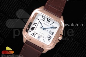 V6F 산토스 드 까르띠에 로즈골드 금통 라지 40미리 가죽스트랩 Santos de Cartier 40mm RG V6F 1:1 Best Edition White Dial on Brown Leather Strap MIYOTA 9015