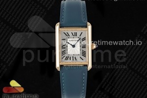 AF 까르띠에 탱크머스트 25.5미리 로즈골드 화이트다이얼 블루가죽스트랩 Tank Must RG 25.5mm AF 1:1 Best Edition White Dial on Blue Leather Strap Ronda Quartz