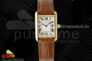 AF 까르띠에 탱크머스트 25.5미리 로즈골드 화이트다이얼 브라운가죽스트랩  Tank Must YG 22mm AF 1:1 Best Edition White Dial on Brown Leather Strap Ronda Quartz