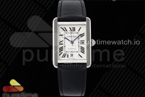 APSF 까르띠에 탱크솔로 31MM 화이트다이얼 블랙가죽스트랩  Tank 41 SS APSF 1:1 Best Edition White Dial on Black Leather Strap MIYOTA 9015