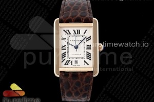 APSF 까르띠에 탱크솔로 로즈골드 31MM 화이트다이얼 브라운악어가죽스트랩 Tank 41 RG APSF 1:1 Best Edition White Dial on Brown Leather Strap MIYOTA 9015