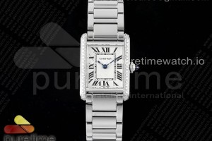 8848F 까르띠에 탱크머스트 스몰 다이아베젤 화이트다이얼 스틸브레이슬릿 Tank Must SS 22mm 8848F 1:1 Best Edition Bezel White Dial on SS Bracelet Jap Quartz