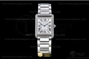 K11F 까르띠에 탱크 머스트 25.5mm 라지 다이아베젤 화이트다이얼 스틸브레이슬릿 Cartier Tank Must Large Dia SS/SS Wht K11 Sw Qtz