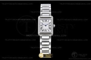 K11F 까르띠에 탱크 머스트 22mm 스몰 다이아베젤 화이트다이얼 스틸브레이슬릿 Cartier Tank Must Small Dia SS/SS Wht K11 Sw Qtz