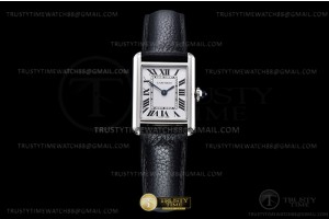 K11F 까르띠에 탱크 머스트 22mm 스몰 화이트다이얼 블랙가죽스트랩 Cartier Tank Must Small C-Blk SS/LE White K11 Sw Qtz