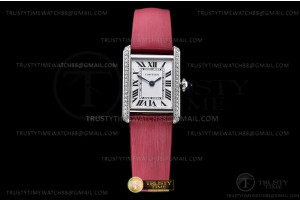 K11F 까르띠에 탱크 머스트 22mm 스몰 다이아베젤 화이트다이얼 와인나일론스트랩 Cartier Tank Must Small Dia SRed SS/LE Wht K11 Sw Qtz