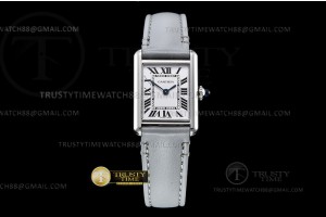 K11F 까르띠에 탱크 머스트 22mm 스몰 화이트다이얼 그레이가죽스트랩 Cartier Tank Must Small Gry SS/LE White K11 Swiss Qtz