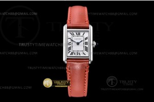 K11F 까르띠에 탱크 머스트 22mm 스몰 화이트다이얼 오렌지가죽스트랩 Cartier Tank Must Small Org SS/LE White K11 Swiss Qtz