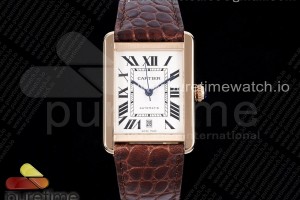 TWSF 까르띠에 탱크솔로 31MM 로즈골드 화이트다이얼 브라운악어스트랩 Tank 41 RG TWF 1:1 Best Edition White Dial on Brown Leather Strap MIYOTA 9015