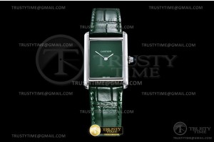 DRF 까르띠에 탱크 머스트 스몰 그린다이얼 그린가죽스트랩 Cartier Tank Must SS/LE Green Swiss Qtz