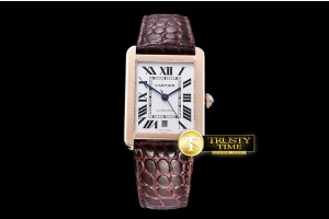 V9F 탱크솔로 로즈골드 엑스라지 31미리 화이트다이얼 브라운악어가죽스트랩 Cartier Tank Solo RG/LE White V9F Miyota 9015 Mod