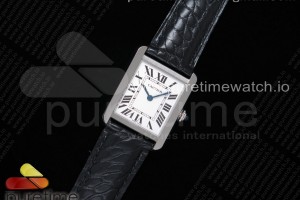 AF 탱크솔로 스몰 24미리 화이트다이얼 블랙악어가죽스트랩 Tank Solo Ladies 25mm SS AF 1:1 Best Edition White Dial on Black Crocodile Strap Ronda Quartz