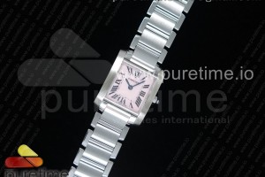 K11F 탱크 프랑세즈 스몰 20.3미리 핑크 다이얼 스틸 브레이슬릿 Tank Francaise Ladies 20.3mm SS K11F Best Edition Pink Dial on SS Bracelet Ronda Quartz