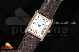 K11F 탱크솔로 라지 27미리 화이트다이얼 로즈골드 금통 브라운 악어가죽스트랩 Tank Solo 27.5mm K11F RG White Dial on Brown Leather Strap Ronda Quartz